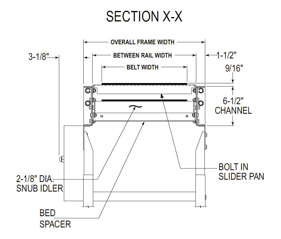 slider bed conveyor technical drawing